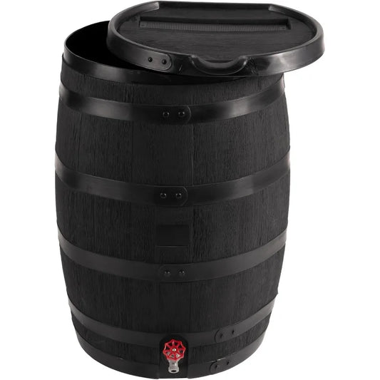 RTS Home Accents Premium 55-Gallon Eco Rain Barrel with Removable Lid, Flat Back Rain Water Collection Barrel,