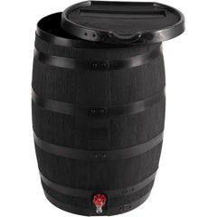 RTS Home Accents Premium 55-Gallon Eco Rain Barrel with Removable Lid, Flat Back Rain Water Collection Barrel,