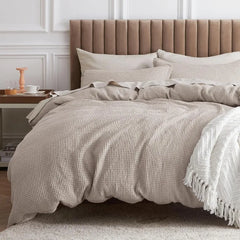 Cotton Duvet Cover King - 100% Cotton Waffle Weave Coconut White Duvet Cover King Size, GentleSoft™ and Breathable Bedding Set