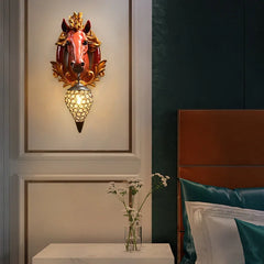 Nordic Resin Horse Head Decor Wall Sconce with Iron Nest Crystals Shade LED E27 Hanging Light Aisle Wall Lamp Entrance Lighting