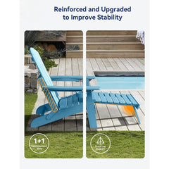 Adirondack Chair with Ottoman Set of 4, Adjustable Backrest Adirondack Chairs, Folding Outdoor Fire Pit Chair with 2 Cup-Holders