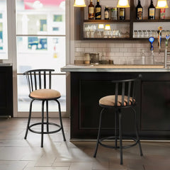 24" or 29" Swivel Bar Stools Set of 2, Counter Height Faux Leather Upholstered for Kitchen Island, Brown