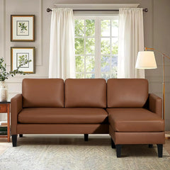 Convertible Sectional Sofa Couch, L-Shaped Couch with Modern Linen Fabric for Small Space (Black), sofas