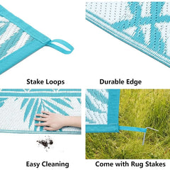 Outdoor Rug Carpet for Patio 6' x9' Waterproof Reversible Plastic Straw Rug Portable Outside Area Rug Camping Mat for Patio