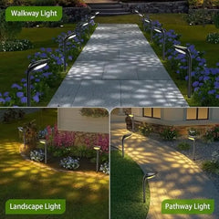 Solar LED Pathway Lights 4 Pack Waterproof Landscape Lighting Garden Decor Walkway 150 Lumen High Efficiency IP65 Modern Design