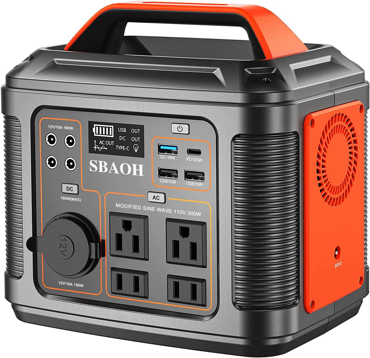 SBAOH Portable Power Station P302,300W 296Wh Backup Lithium Battery,Solar Generator for Outdoors Camping Travel Hunting Blackout