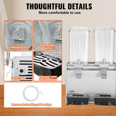 VEVOR 18L 1 2 3 Tanks Commercial Beverage Dispenser Ice Tea Drink Machine for Cold Drink Restaurant Hotel Party