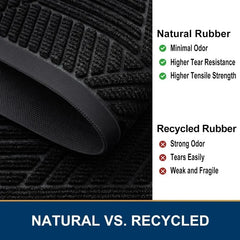 Front Door Mat Outside Entrance, Heavy Duty Sturdy Natural Rubber Doormat, Trap Dirt and Moisture, Easy Clean Low Profile