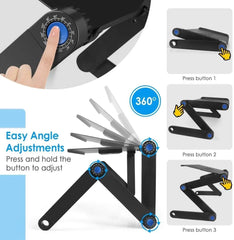 Adjustable Laptop Stand, Laptop Stand for Bed Portable Lap Desk Foldable Table Workstation Notebook Riser with Mouse Pad, Laptop