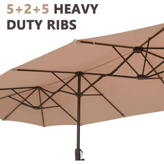 13Ft Large Patio Umbrella with Base Outdoor Double-Sided Market Extra Large Table Umbrella Easy Crank for Yard, Poolside