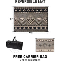 Outdoor Rug 5'x7' Outdoor Plastic Straw Rug Waterproof Patio Mat Camping Rug Reversible RV Mat Outdoor Area Rugs