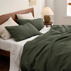 Cotton Duvet Cover King - 100% Cotton Waffle Weave Coconut White Duvet Cover King Size, GentleSoft™ and Breathable Bedding Set