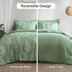 PHF 7 Pieces California King Bed in A Bag, Ultra Soft Comforter Set & Sheet Set, Reversible Botanical Bedding Set Include Comfor