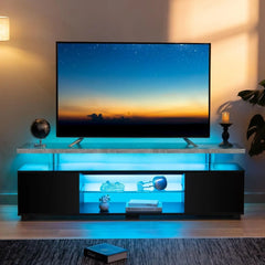 LED TV Stand White TV Stands for Living Room Modern TV Stand with Storage for 65/70/75 inche TVs Entertainment Center for Living