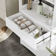 Sideboard Storage Cabinet with 2 Open Shelves, 1 Drawer and 1 Cupboard Kitchen Pantry Storage Cabinet with Microwave Space Frees