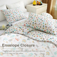Twin Duvet Cover Kids 100% Cotton Butterfly White for Cute Bedding Set 3Pcs Ultra Soft Breathable Patterned Cartoon Comforter
