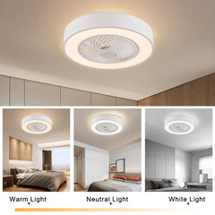 22'' Invisible Ceiling Fan Light Bladeless 3Color Change Fan Lamp LED Chandelier