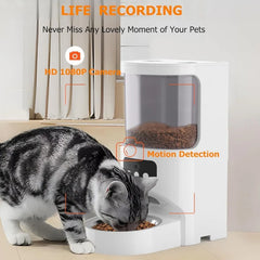 Automatic Cat Feeder with Camera,5G&2.4G WiFi Pet Feeder 1080P HD Pet Food Dispenser with Night Vision,Timed Smart