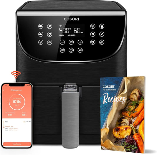 Air Fryer 5.8QT Pro Gen Smart 11-in-1 Toaster Oven , 100 Recipes Cookbook, 200+ Online Recipes , APP and Touch Screen Control, W