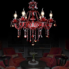 Red 6 Lights K9 Crystal Candle Chandeliers Lighting Modern Pendant Lights Crystal Modern Chandelier Candle Chandelier Lighting