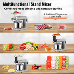 VEVOR 6 IN 1 Stand Mixer 450W Tilt-Head Multifunctional Electric Mixer with 6 Speeds LCD Screen Timing 7.4Qt Stainless Bowl