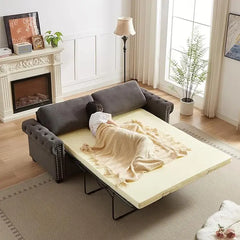 Sleeper Sofa Bed, Pull-Out Couch with Mattress, Modern L-Shaped Convertible Sofa with Storage