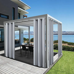 4 Panels Outdoor Curtains for Patio - Waterproof Blackout Curtains & Drapes Windproof UV Protection for Porch Gazebo Pergola