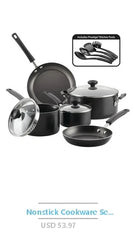12-Piece Corsair Blue Nonstick Aluminum Cookware Set Home Kitchen Utensil Collection