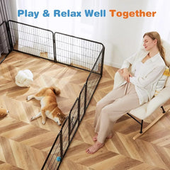 Dog Playpen Indoor - Pet Fence Puppy Exercise Pen for Yard Gate 8 Panel 24” Height Heavy Duty Crates