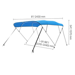 SucceBuy 4 Bow Boat Bimini Tops 600D Polyester Canopy with Aluminum Alloy Frame Waterproof&Sun Shade Boat Awning Canopy with Bag