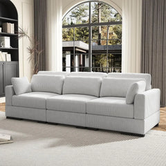 Corduroy Sofa Couch with  Pillows, Seat Convertible U Shaped Sofa Couch with Storage and Chaise for small Apartments