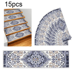 15PCS Rug Tread Bohemian Non Slip Indoor Stair Rugs Stairway Carpet Rugs Indoor Skid Resistant Stair Tread for Dogs Kids & Elder