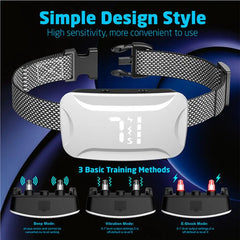 Bark Collar For Large Dog Anti Barking Training Collar IP67 Waterproof Rechargeable Anti Bark Collars With 7 Adjustable
