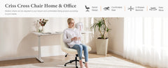 JHK Armless Cross Office Chairs with Wheels PU Leather Swivel Living Room Desk Chair Height Adjustable Support Seat Furniture