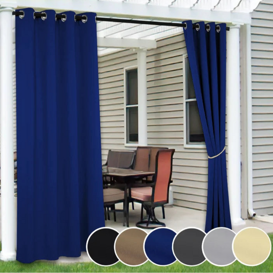 4 Panels Outdoor Curtains for Patio - Waterproof Blackout Curtains & Drapes Windproof UV Protection for Porch Gazebo Pergola