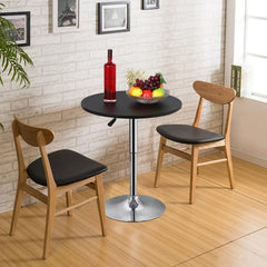 2pcs Home Bar Table Height Adjustable Pub Round Table with 360 Swivel Counter Height Bistro Table, Black