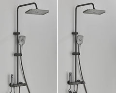 Rozin Black Smart Digital Display Shower Faucet Set Piano Style Rainlfall Bathroom System Grey Digital Mixer Tap Bidet Shower
