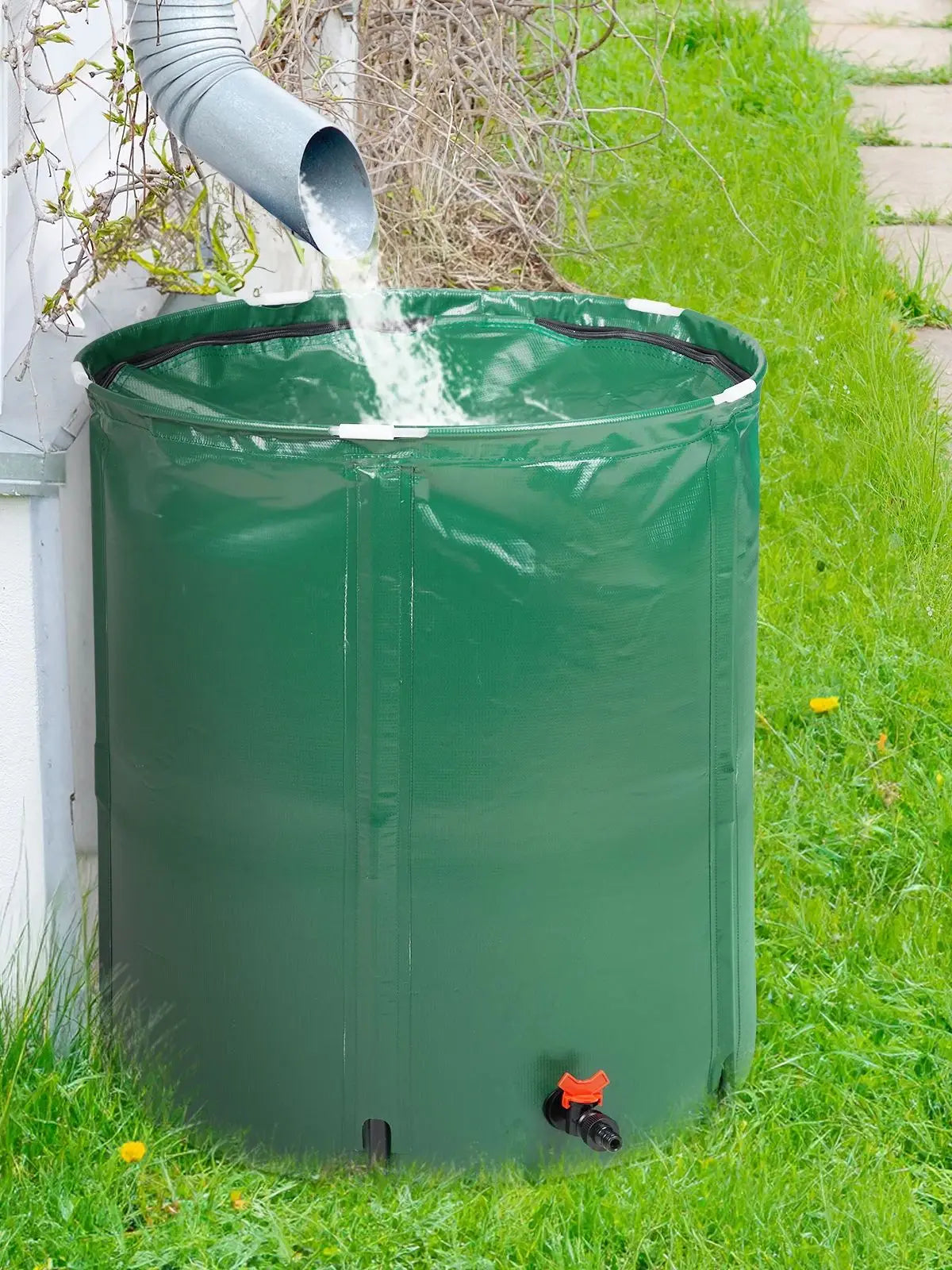 50 Gallon Folding Rain Barrel Water Collector Green