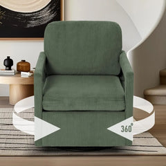 Accent Chairs for Living Room Set of 2 - Upholstered 360° Swivel Accent Chair with Track Arms, Swivel Barrel Chair Arm Club Chai
