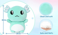 Tezituor  Axolotl Plush, Cute 20" Mint Green Axolotl Stuffed Animals Plush Throw Pillow, Cuddly Salamander Plushie Toy for Kids