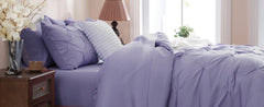 DOWNCOOL 7 Pieces King Size Comforter Set, Pink Pintuck Bed in A Bag, Pinch Pleat King Size Bed Set,All Season Bedding Sets with