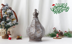Moroccan Battery Powered Table Lamp Metal Lantern Lamps Candle Holder Wireless Cordless Lanterns for Outdoor Garden Home Decor