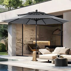 10ft Patio Umbrellas, Outdoor 3 Tier Vented Large Market Table Umbrella with 8 Sturdy Ribs and 1.5" Umbrellla Pole