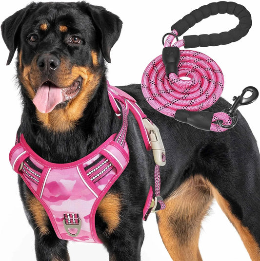 Heavy Duty Tactical Dog Harness for Large Dogs, No Pull Adjustable Pet Harness Reflective Service Training Easy Control