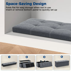 43" Storage Ottoman Bench with Divider, Multifunctional Foot Stool, Toy Chest & Shoe Bench for Bedroom, Living Room Home