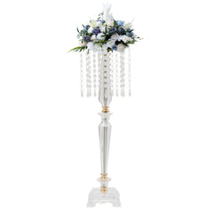 10 Pcs Acrylic Flower Vases Wedding Flower Stand Tables Centerpieces Decorations with Chandelier Crystal Clear
