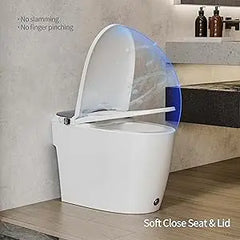Non-electric One Piece Elongated Bidet Toilet for Bathroom, Built-in Air Pressure-Assisted System for Power Flush,Footkick Flush