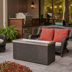 Outdoor Propane Fire Pit Table-Key Largo Gas Fire Pits for Outside Patio - 48 Inch Rectangular Stainless Steel Firepit Fires