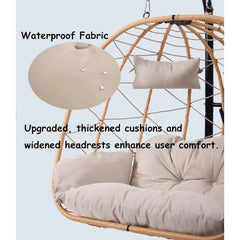 2 Person Egg Swing Chair with Stand - Indoor/Outdoor Hammock Chair & Hanging Egg Chair | Rattan Wicker, UV Resistant Cushion & P