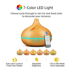 For Home 6 Oil Set and Remote Control Diffuser  Ultrasonic Humidifier  7 Color LED  550ml Aroma Diffuser